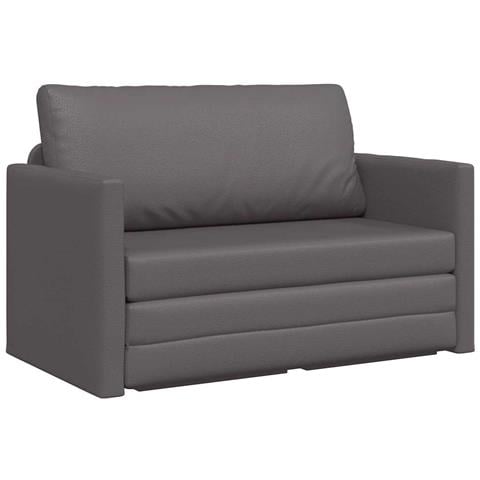 Divano Letto da Pavimento 2 in 1 Grigio 124x71x78 cm Pelle Sintetica - Foto 1