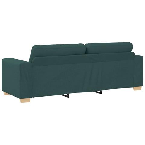 Set Divano 3 Pezzi con Cuscini - Tessuto Verde Scuro - Foto 9