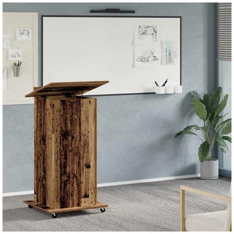 Leggio Podio con Ruote Legno Vecchio Legno Ingegnerizzato - Foto 2