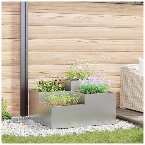 Fioriera da Giardino 80x80x48 cm Acciaio Galvanizzato - Foto 2