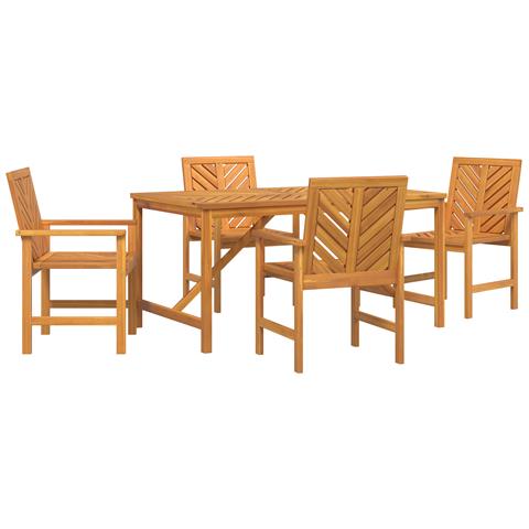 Set da Pranzo da Giardino 4 Pezzi in Legno Massello di Acacia - Foto 1