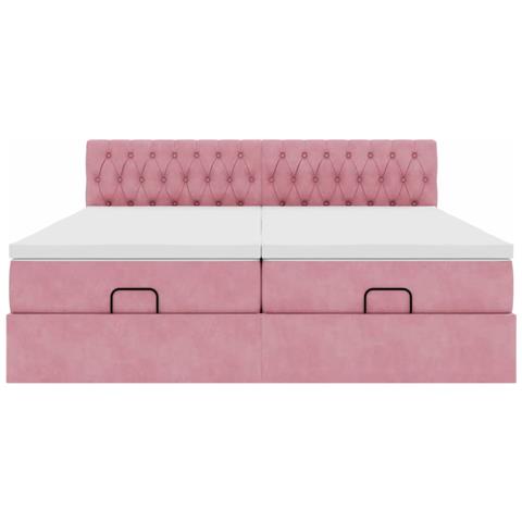 Struttura Letto Pouf con Materassi Rosa 180x200 cm Velluto - Foto 9