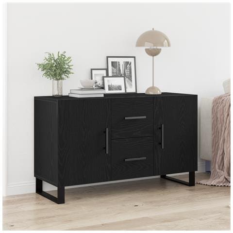 Sideboard  Nero Rovere 100x36x60 cm Legno ingegnerizzato - Foto 2