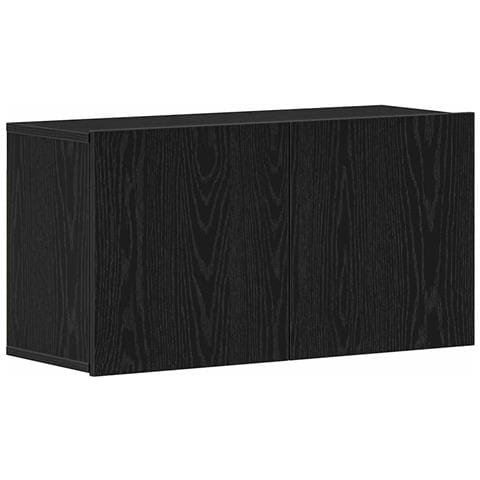 Mobile TV Rovere Nero 80x30x41 cm in Legno Massello - Foto 1