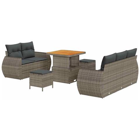 Set Divano da Giardino con cuscino 8 pcs Grigio 80 x 80 x 71 cm - Foto 1