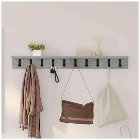 Appendiabiti a muro Grigio cemento 100 x 10.5 x 10.5 cm - Foto 2