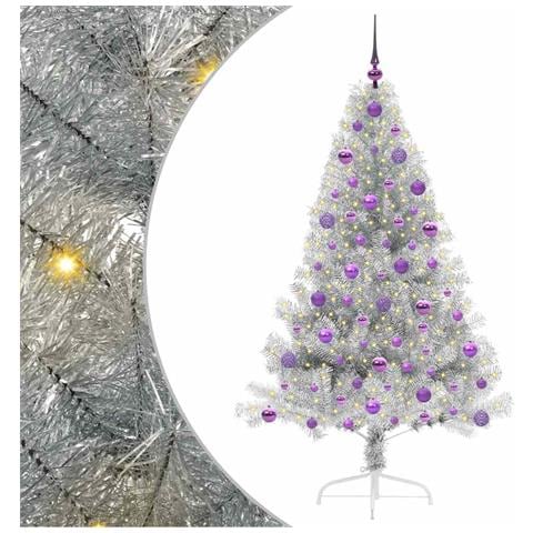 Albero di Natale artificiale con luci integrate Argento 180 cm - Foto 1