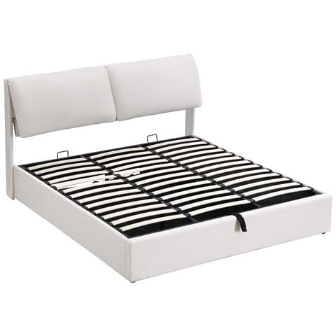 Letto In Velluto Beige Con Tre Cassetti, Contenitore E Testiera Regolabile - Foto 1