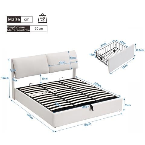 Letto In Velluto Beige Con Tre Cassetti, Contenitore E Testiera Regolabile - Foto 2