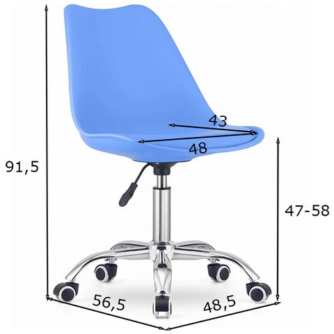 Sedia da lavoro per bambini regolabile in altezza, azzurro - Foto 1