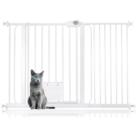 Bettacare Cancelletto Per Animali Con Gattaiola Bloccabile, 126.7cm - 134.3cm, Bianco, Altezza Di 75cm - Foto 1