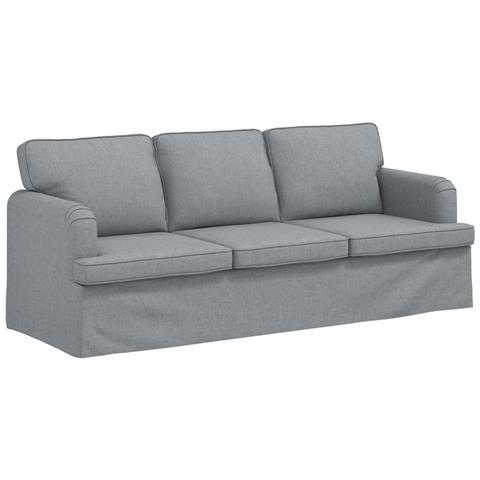 Divano Grigio chiaro 201 x 80 x 85 cm Tessuto - Foto 1