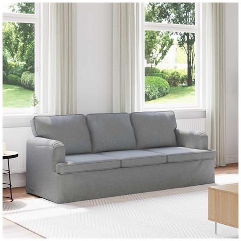 Divano Grigio chiaro 201 x 80 x 85 cm Tessuto - Foto 2