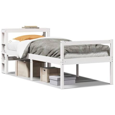 Letto Anziani con Testiera Bianco 75x190cm Legno Massello Pino - Foto 1