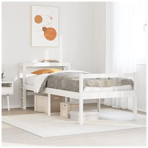 Letto Anziani con Testiera Bianco 75x190cm Legno Massello Pino - Foto 2