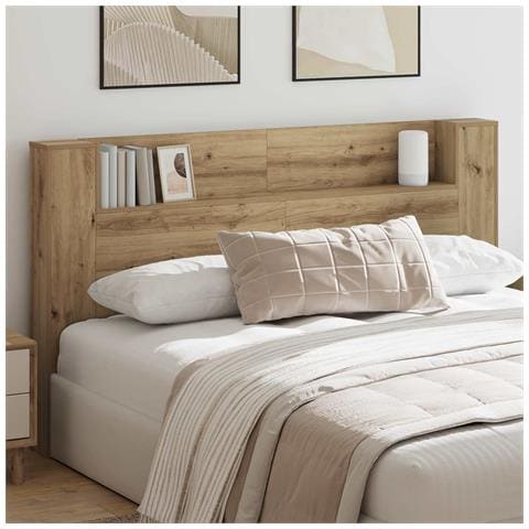 Testata con Mobile e LED Rovere Artigianale Legno multistrato - Foto 2