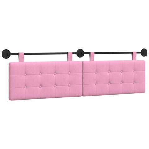 Testata appesa Montaggio a parete Rosa 190 x 55 x 5 cm Tessuto - Foto 1