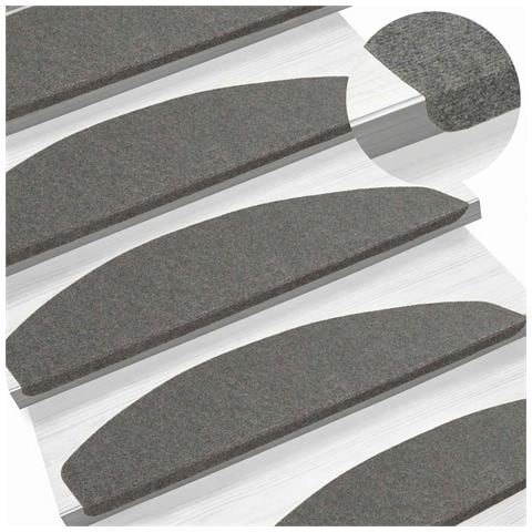 Tappetini per scale autoadesivi 15 pcs Grigio 80 x 28 x 3,5 cm - Foto 2