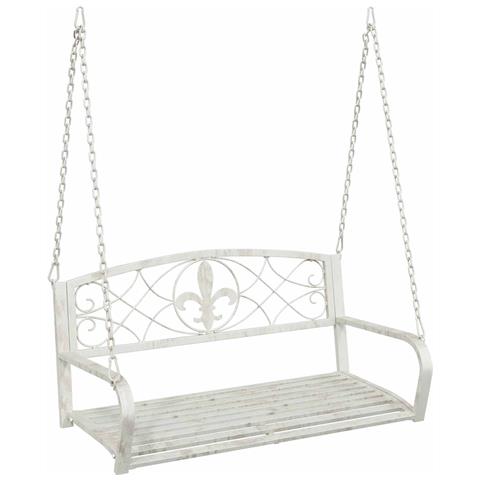 Panchina a Dondolo Acciaio 110,5 x 59 x 55 cm Bianco Antico - Foto 1