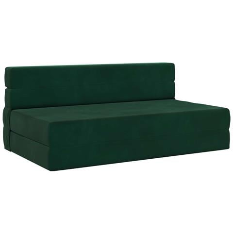 Divano Letto Pieghevole Verde Scuro 152 x 86,5 x 60 cm Tessuto - Foto 1
