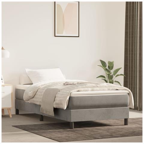 Materasso a Molle Insacchettate Rigidità Media Grigio Chiaro 100x203x20cm Twin XL in Velluto - Foto 2