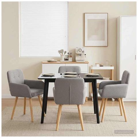 Sedie da pranzo 4 pcs Bouclé Grigio Chiaro 59 x 57 x 85 cm - Foto 2