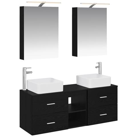 Set di mobili per il bagno 5 pcs Rovere Nero - Foto 1