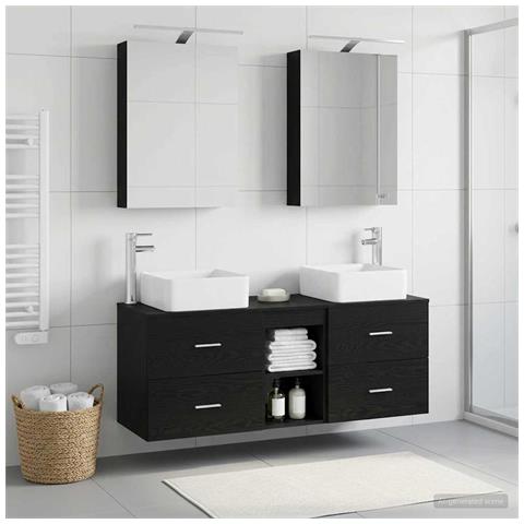 Set di mobili per il bagno 5 pcs Rovere Nero - Foto 2