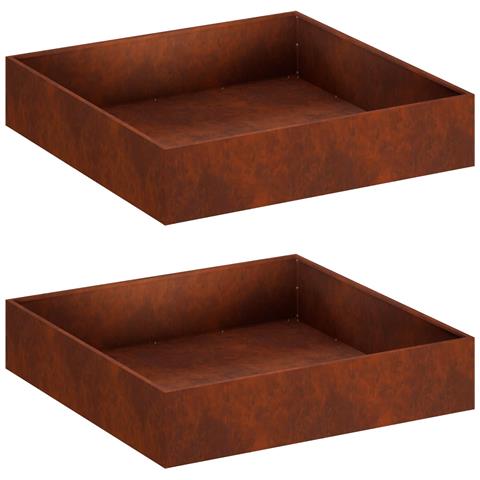 Vaso da giardino 2 pz Ruggine 100 x 100 x 20 cm Acciaio Corten - Foto 1