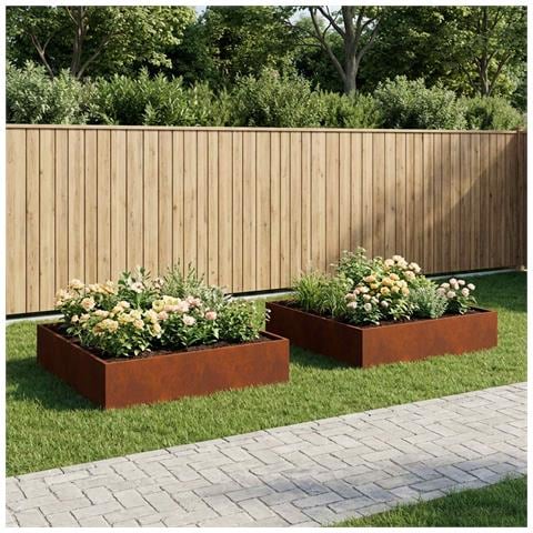 Vaso da giardino 2 pz Ruggine 100 x 100 x 20 cm Acciaio Corten - Foto 2