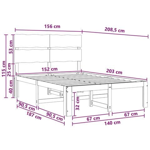 Letto matrimoniale con testiera ROSTOCK Naturale 152 x 203 cm - Foto 10