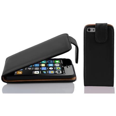Apple Iphone 5c Custodia Di Finta-pelle Flip Luscio In Nero Carbone - Protezione In Stile Flip Di Similpelle Fine - Portafoglio Cover Case Wallet Book Etui Protezione - Foto 1