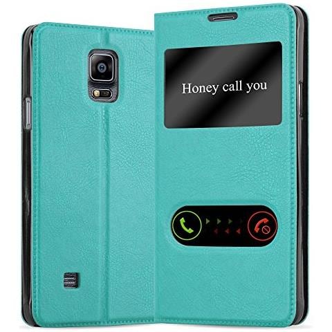Custodia Libro Per Samsung Galaxy Note 4 In Turchese Menta - Con Funzione Stand E Chiusura Magnetica - Portafoglio Cover Case Wallet Book Etui Protezione - Foto 1