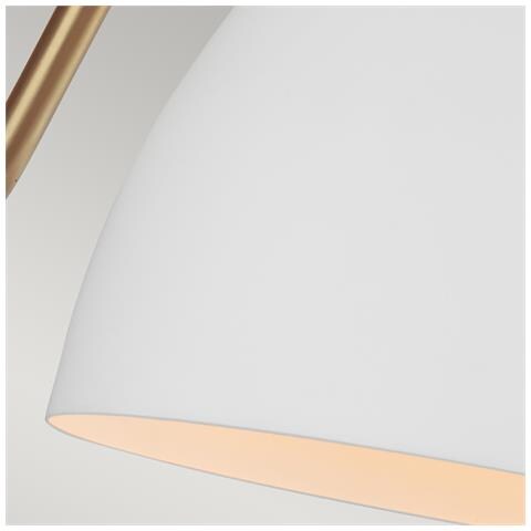 Applique 1 Luce, Bianco Opaco, Ottone Brunito, E27 - Foto 2