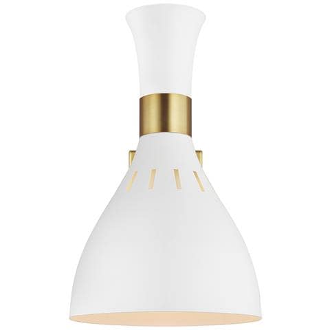 Applique 1 Luce, Bianco Opaco, Ottone Brunito, E27 - Foto 7