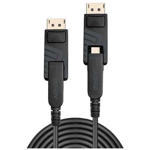 Cavo Mini Displayport 1.4 Ibrido In Fibra Ottica Con Connettori Dp Removibili, 50m - Foto 1