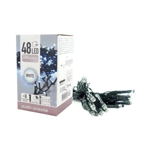 Ghirlanda Scintillante - Spirito Natalizio - Luce Bianca Fredda - 4m - 48 Lampadine Led - 71326 - Foto 1