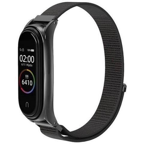 Cinturino Nylon Con Cassa Silicone Watch Band Per Xiaomi Mi Band 5 - 6 - 7 Black - Foto 2