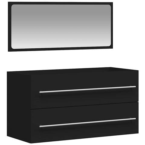 Mobile Da Bagno Con Specchio Nero In Legno Multistrato - Foto 1
