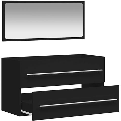 Mobile Da Bagno Con Specchio Nero In Legno Multistrato - Foto 10