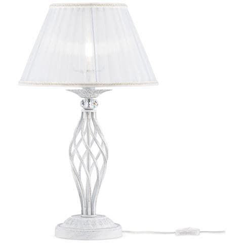 Lampada Da Scrivania Ufficio Shabby Chic Grace Metallo Bianco Diffusore Bianco - Foto 2