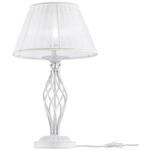 Lampada Da Scrivania Ufficio Shabby Chic Grace Metallo Bianco Diffusore Bianco - Foto 4