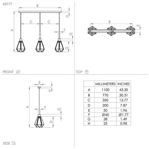 Lampadario Contemporaneo Adwickle 3 Luci Metallo Nero E Tessuto - Foto 2