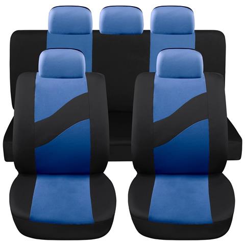 Coprisedili Auto Universali Modello Ls08, Set Anteriori E Posteriori, Tessuto Poliestere, Colore Blu - Foto 1