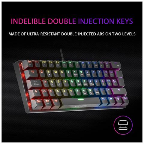 Mars Gaming Mk60 Nero, Tastiera Gaming Meccanica Frgb, Antighosting, Switch Meccanico Marrone, Lingua Italiano - Foto 5