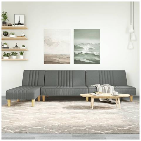 Divano Letto A L Grigio Scuro 255x140x70 Cm In Tessuto - Foto 8