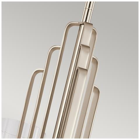 Lampadario Contemporaneo Kimrose Acciaio Nichel Lucido Vetro 3 Luci E14 - Foto 2