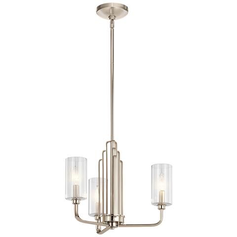 Lampadario Contemporaneo Kimrose Acciaio Nichel Lucido Vetro 3 Luci E14 - Foto 1