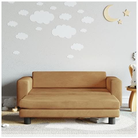 Divano Bambini Con Poggiapiedi Marrone 100x50x30 Cm In Velluto - Foto 8