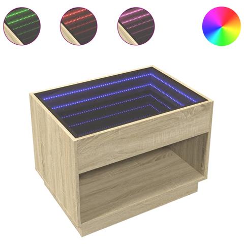 Tavolino Da Salotto Con Led Infinity Rovere Sonoma 70x50x50 Cm - Foto 2